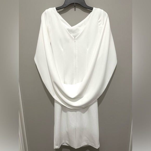 Betsy & Adam white formal dress with ruching & draped back size 4 - Picture 4 of 12